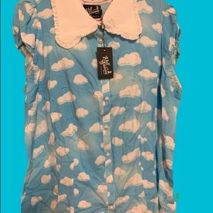 HELL BUNNY DAYDREAM COLLARED BUTTON UP SHIRT 💙